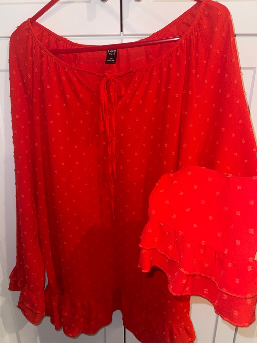 Women's Ruffle Long-Sleeve Peasant Top